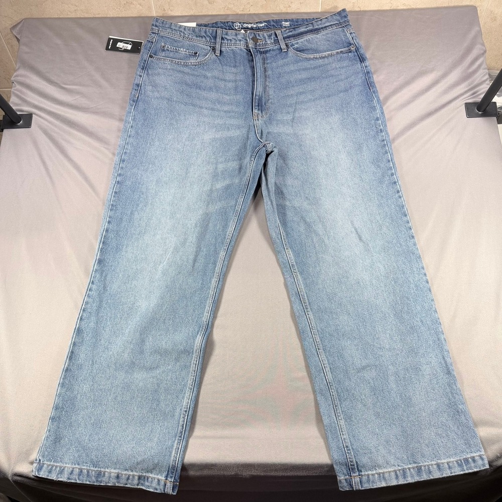 Original Use Mens 40x32 Blue 100% Cotton Baggy Relaxed Fit Wide Leg Denim Jeans